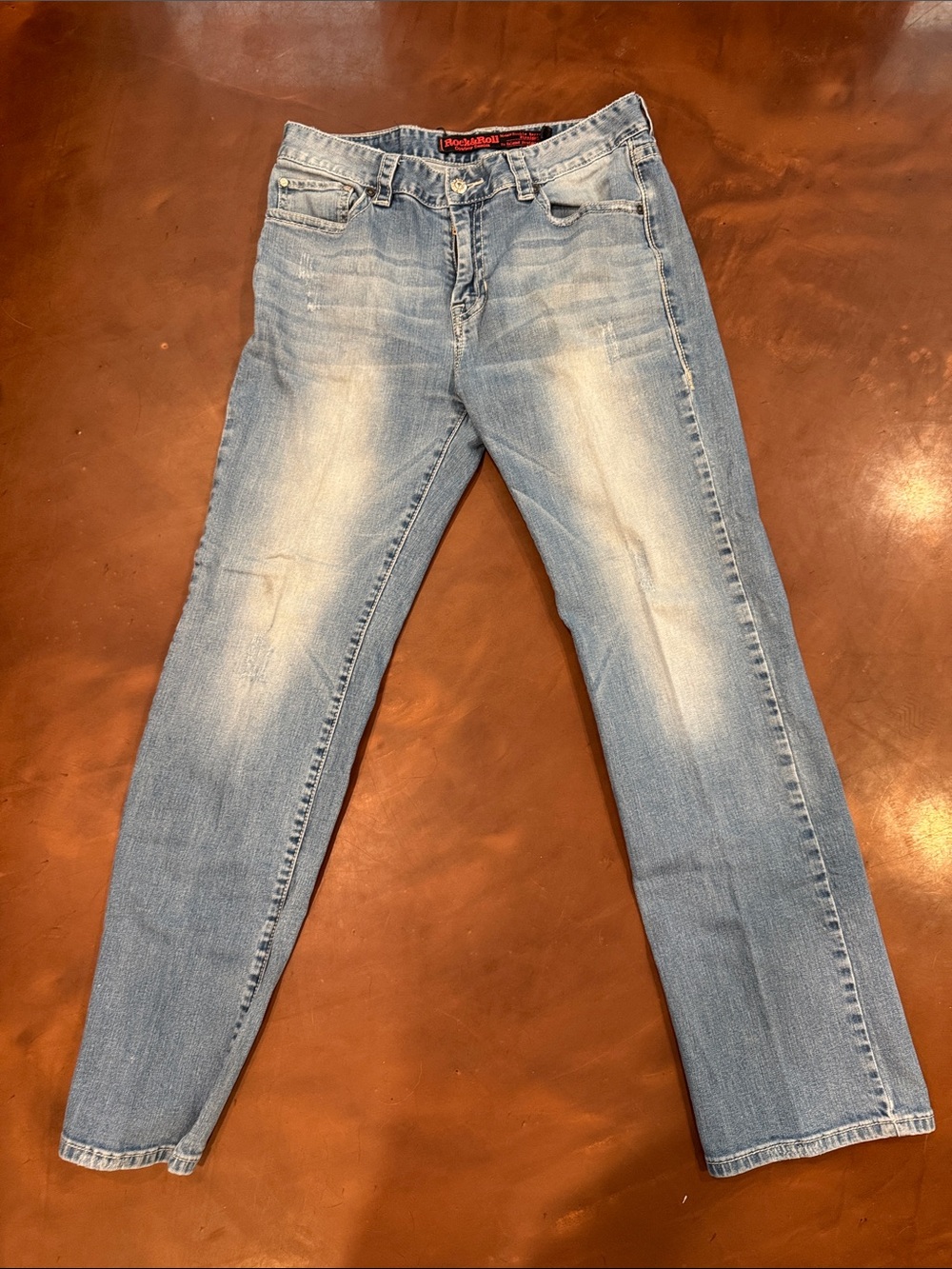 Rock & Roll Cowboy denim  Faded Light Blue Straight-Leg Jeans 34 x  34